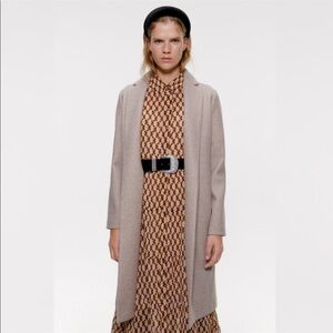 Zara cream Open Lapel Collar Coat